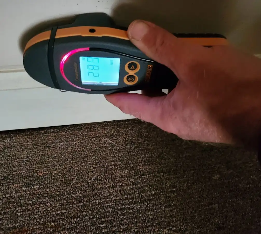 Moisture detection at baseboard during Burst Pipe Cleanup in Murray